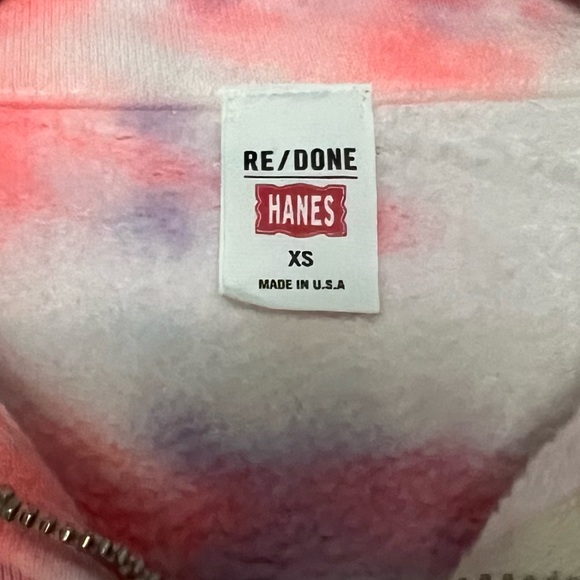 RE/DONE x Hanes NWOT 70s Half Zip Sweatshirt Neon Space Tie Dye Size XS - Picture 4 of 6